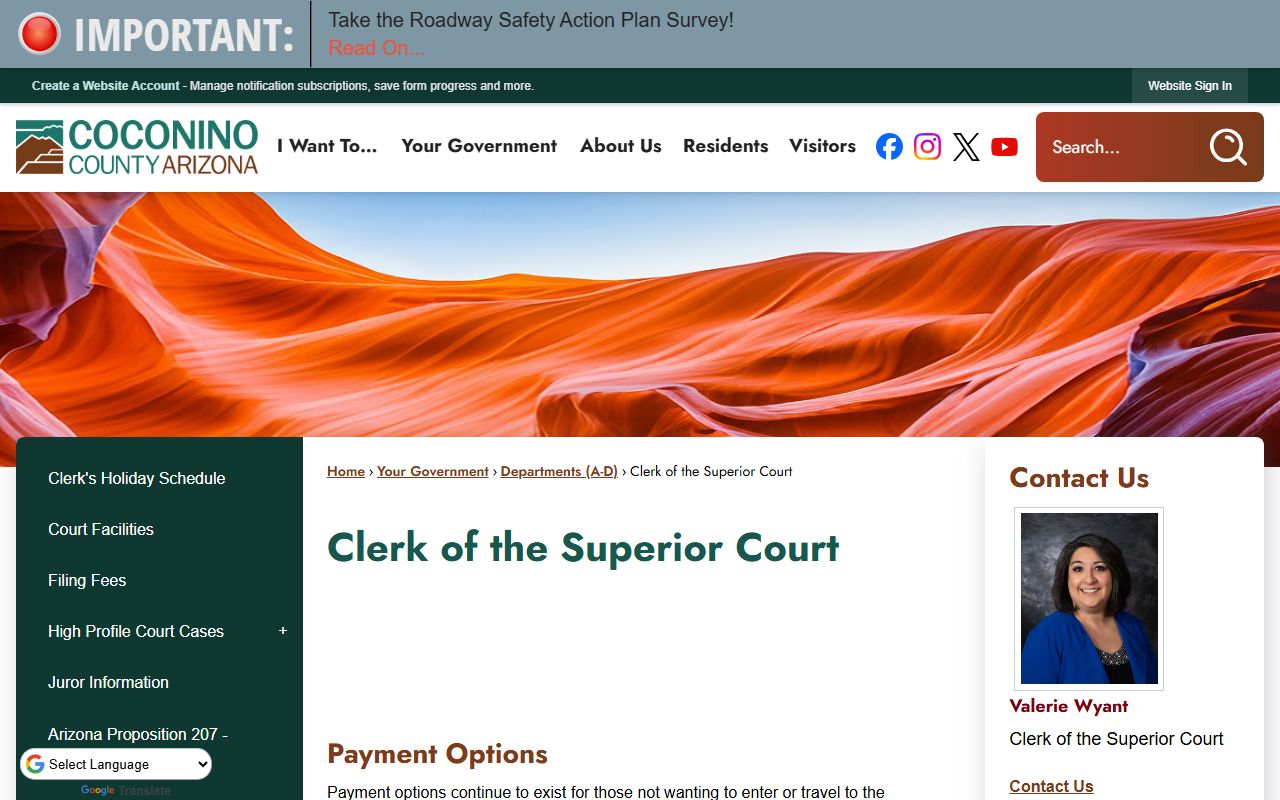 Coconino County Clerk of Superior Court office information for marriage records